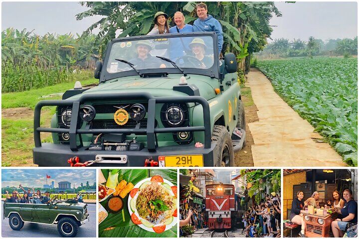 Hanoi Food and Culture Sightseeing Army Jeep Tour in Hanoi