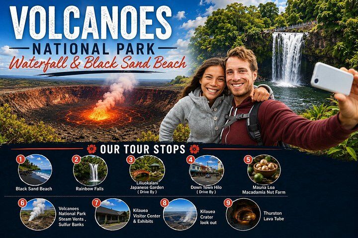 Hilo Shore Excursion: Volcanoes National Park & Black Sand in Big Island of Hawaii