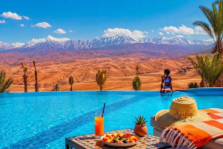 Agafay Desert Pool Day with Camel Ride, Lunch & Hotel Transfer in Marrakech
