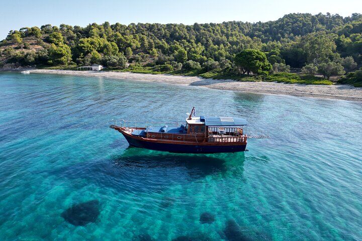 Skiathos, Greece: A Complete Travel Guide 9 SemiPrivate Trip on 50ft Traditional Wooden Boat with Greek Lunch